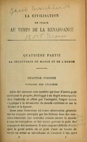 Cover of: La civilisation en Italie au temps de la Renaissance by Jacob Burckhardt