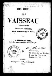 Cover of: Discours sur le vaisseau abandonné par Jacques Cartier, lors de son second voyage en Canada by A. Berthelot
