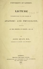 Cover of: Lecture by Jones Quain M.D.