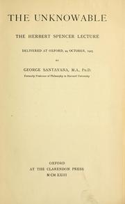 Cover of: The unknowable by George Santayana