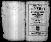 Cover of: Expositio epistolae D. Pauli ad Colossenses