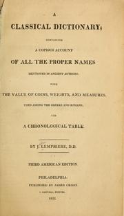 Cover of: A classical dictionary