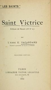 Cover of: Saint Victrice by E. Vacandard