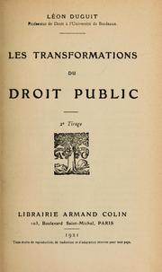 Cover of: Les transformations du droit public.