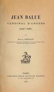 Cover of: Jean Balue, cardinal d'Angers (1421?-1491) by Henri Léon Joseph Forgeot