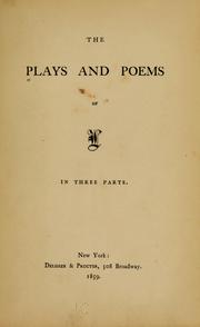 Cover of: The plays and poems of L ...
