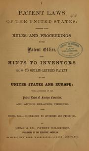 Cover of: Patent laws of the United States...