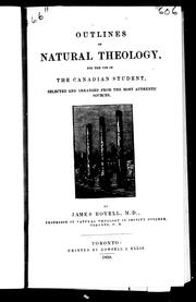 Cover of: Outlines of natural theology for the use of the Canadian student by James Bovell