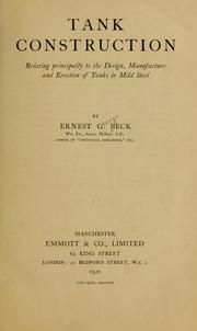Cover of: Tank construction by Ernest G. Beck