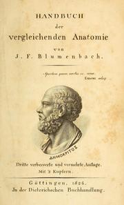 Cover of: Handbuch der vergleichenden anatomie by Johann Friedrich Blumenbach
