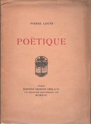 Cover of: Poétique