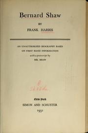 Cover of: Bernard Shaw by Frank Harris