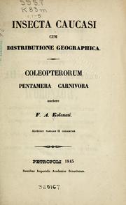 Cover of: Meletemata entomologica by Friedrich A. Kolenati