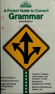Cover of: A pocket guide to correct grammar by Vincent Foster Hopper, Vincent F. Hopper