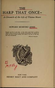 Cover of: The harp that once--: a chronicle of the life of Thomas Moore