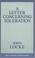 Cover of: A Letter Concerning Toleration (Great Books in Philosophy Series)