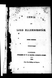 Cover of: India and Lord Ellenborough by 