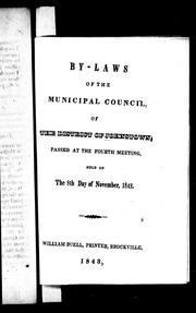 By-laws of the Municipal Council of the district of Johnstown by Johnstown (Ont. : District). Municipal Council
