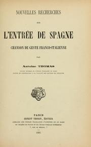 Cover of: Nouvelles recherches sur l'Entrée de Spagne: chanson de geste franco-italienne