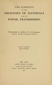 Cover of: The elements of the mechanics of materials and of power transmission