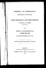 Cover of: Magnetical and meteorological observations at Lake Athabasca and Fort Simpson