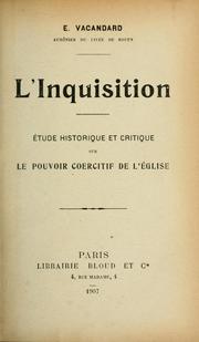 Cover of: L'Inquisition by E. Vacandard