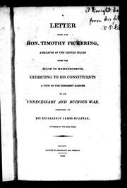 Cover of: A letter from the Hon. Timothy Pickering, a senator of the United States from the state of Massachusetts by Timothy Pickering