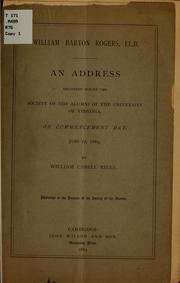 Cover of: William Barton Rogers, LL.D. by William Cabell Rives