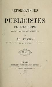 Cover of: Réformateurs et publicistes de l'Europe: moyen âge, renaissance