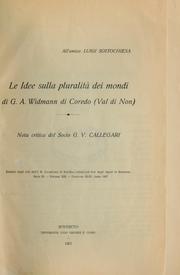 Cover of: Le idee sulla pluralità dei mondi di G.A. Widmann di Coredo (Val di Non)  Nota critica