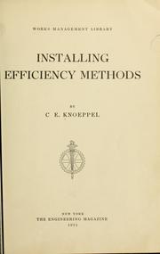 Cover of: Installing efficiency methods. by Charles Edward Knoeppel
