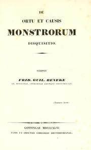 Cover of: De ortu et causis monstrorum disquisitio