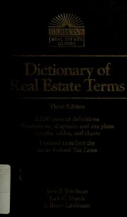Cover of: Dictionary of Real Estate Terms by Jack P. Friedman, Jack C. Harris, J. Bruce Lindeman
