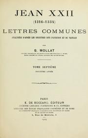 Cover of: Lettres communes analysées d'après les registres dits d'Avignon et du Vatican by Johannes XXII Pope, Johannes XXII Pope