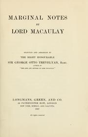 Cover of: Marginal notes by Thomas Babington Macaulay