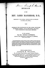 Cover of: Memoir of the Rev. James MacGregor