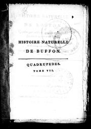 Cover of: Histoire naturelle de Buffon: classée par ordres, genres et espèces, d'après le système de Linné avec les caractères géné riques et la nomenclature Linnéenne