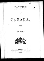 Cover of: Patents of Canada from 1824 to 1849