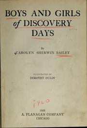 Cover of: Boys and girls of discovery days