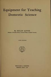 Cover of: Equipment for teaching domestic science