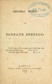 Cover of: Original hymns for Sabbath schools