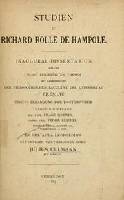 Cover of: Studien zu Richard Rolle de Hampole by Julius Ullmann