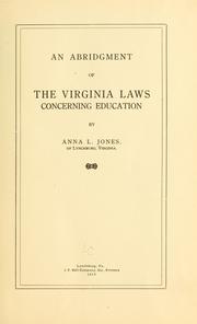 Cover of: An abridgment of the Virginia laws concerning education