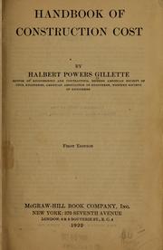 Cover of: Handbook of construction cost by Halbert Powers Gillette