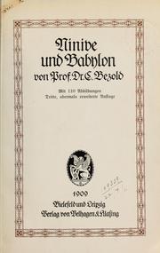 Cover of: Ninive und Babylon by Carl Bezold