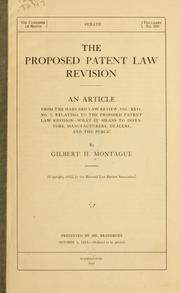 Cover of: The proposed patent law revision by Montague, Gilbert Holland