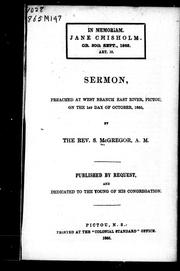Cover of: In memoriam Jane Chisholm, ob. 30th Sept., 1865, aet. 19 by S. McGregor