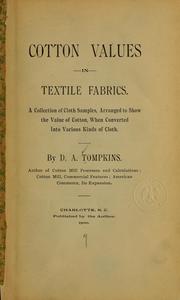 Cover of: Cotton values in textile fabrics
