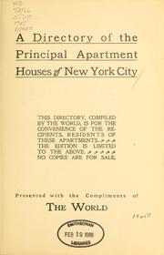 Cover of: A Directory of the principal apartment houses of New York City by Warshaw Collection of Business Americana