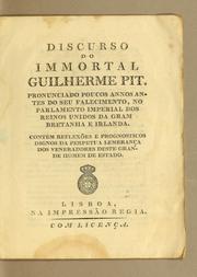 Cover of: Discurso do immortal Guilherme Pit by Pitt, William
